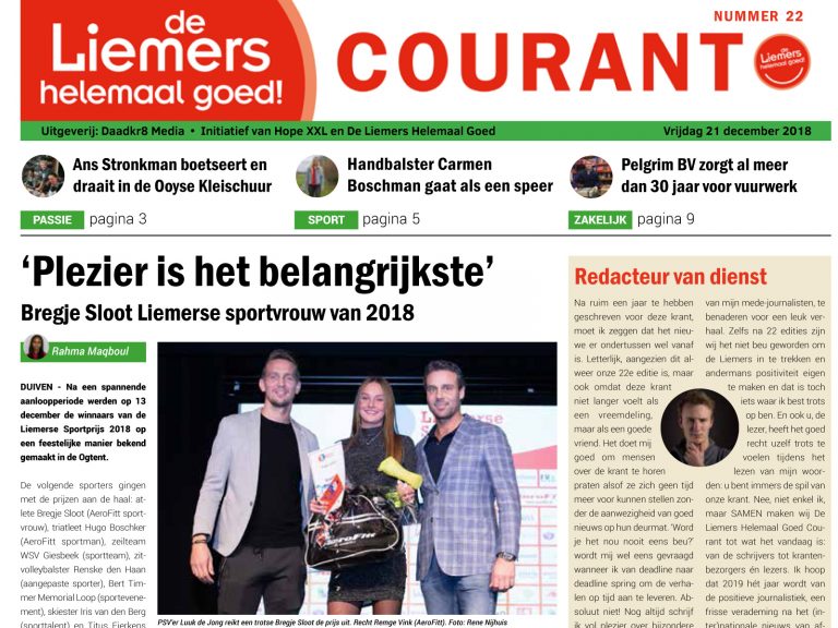 DLHG Courant nummer 22 – vrijdag 21 december 2018