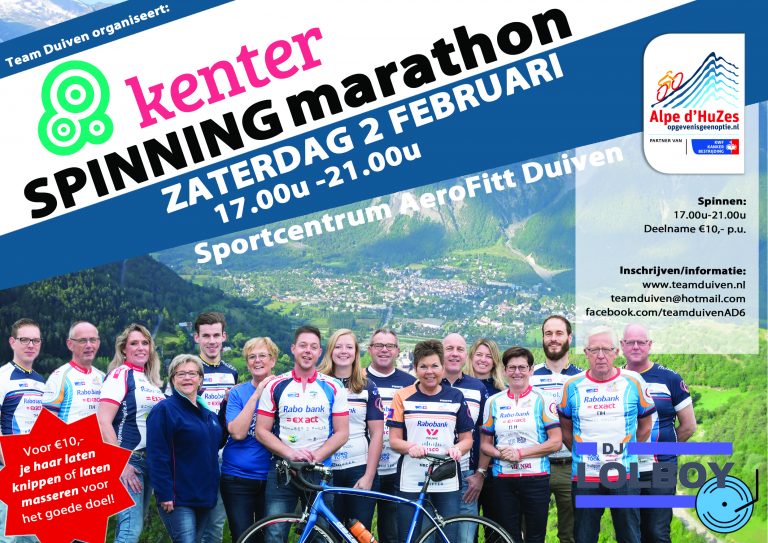 2 februari – Alpe d’HuZes Kenter Spinningmarathon!