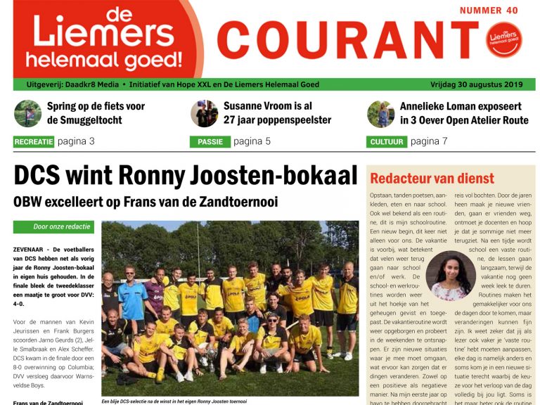 DLHG COURANT NUMMER 40 – VRIJDAG 30 AUGUSTUS 2019