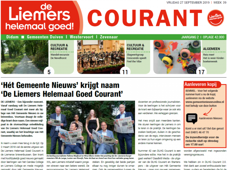 DLHG COURANT NUMMER 42 – VRIJDAG 27 SEPTEMBER 2019