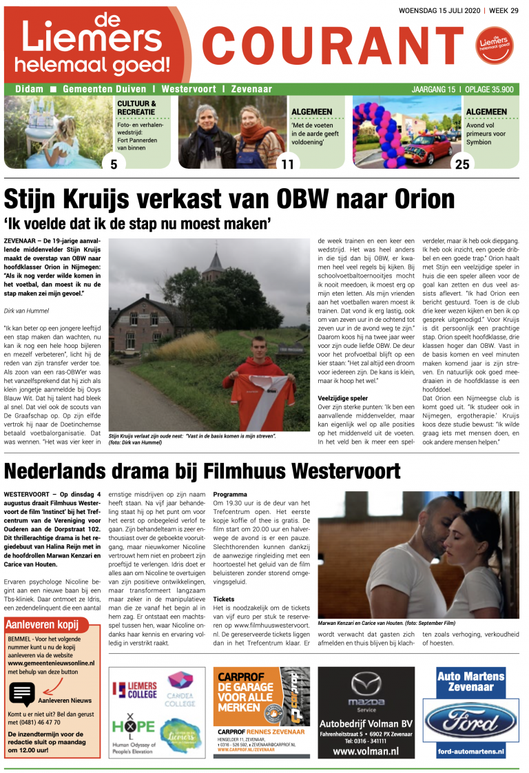 DLHG COURANT WEEK 28 – WOENSDAG 15 juli 2020