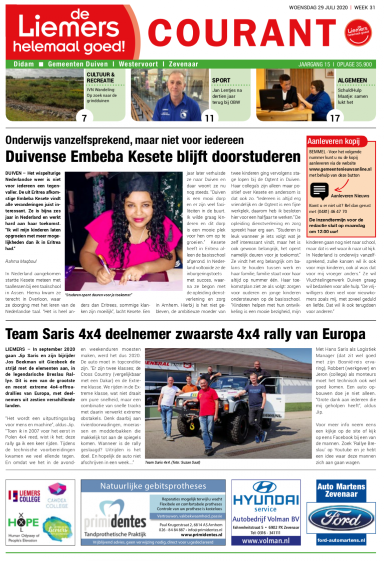 DLHG COURANT WEEK 31 – WOENSDAG 29 JULI 2020