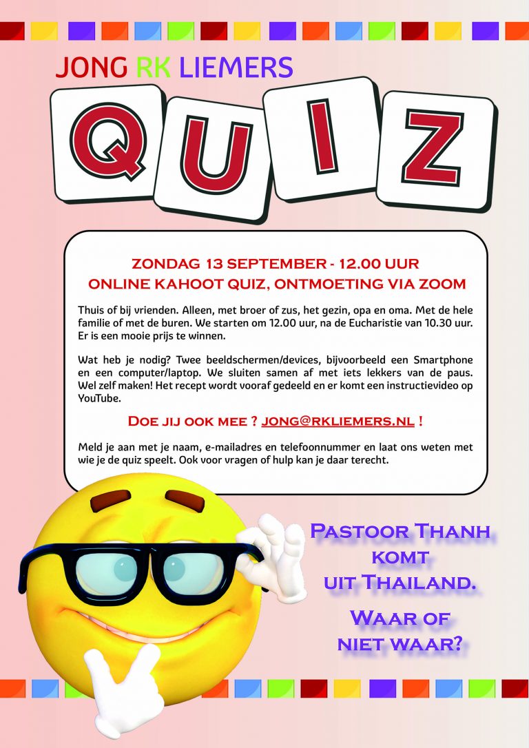 Online quiz voor jong en oud op Startzondag pastoraal werkjaar