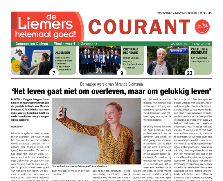 DLHG COURANT WEEK 45 – WOENSDAG 4 NOVEMBER 2020