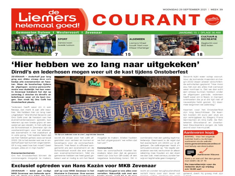 DLHG COURANT WEEK 39 – WOENSDAG 29 SEPTEMBER 2021